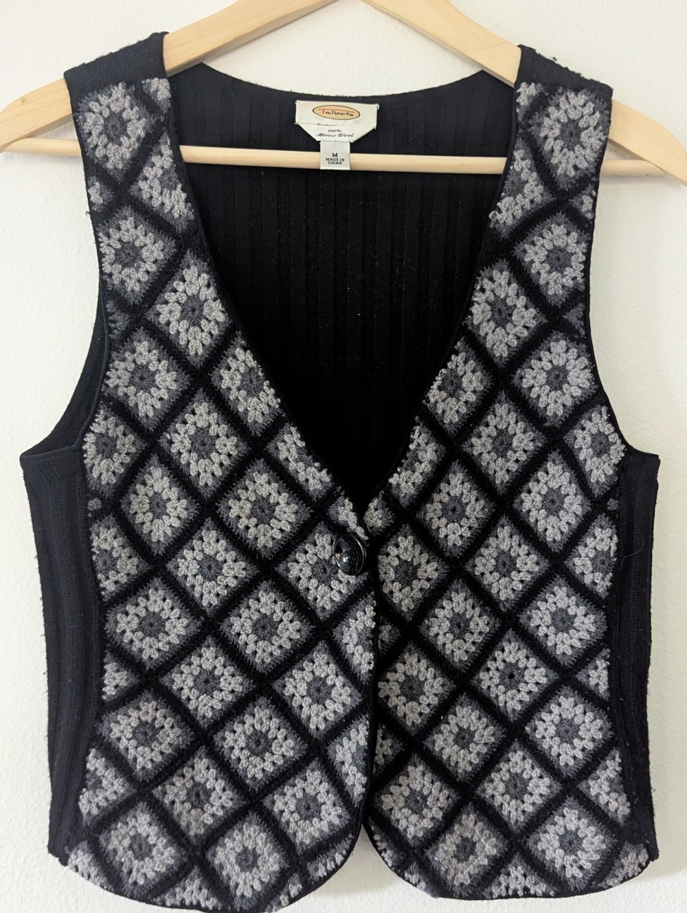 Talbots Black Ribbed Merino Wool Sweater